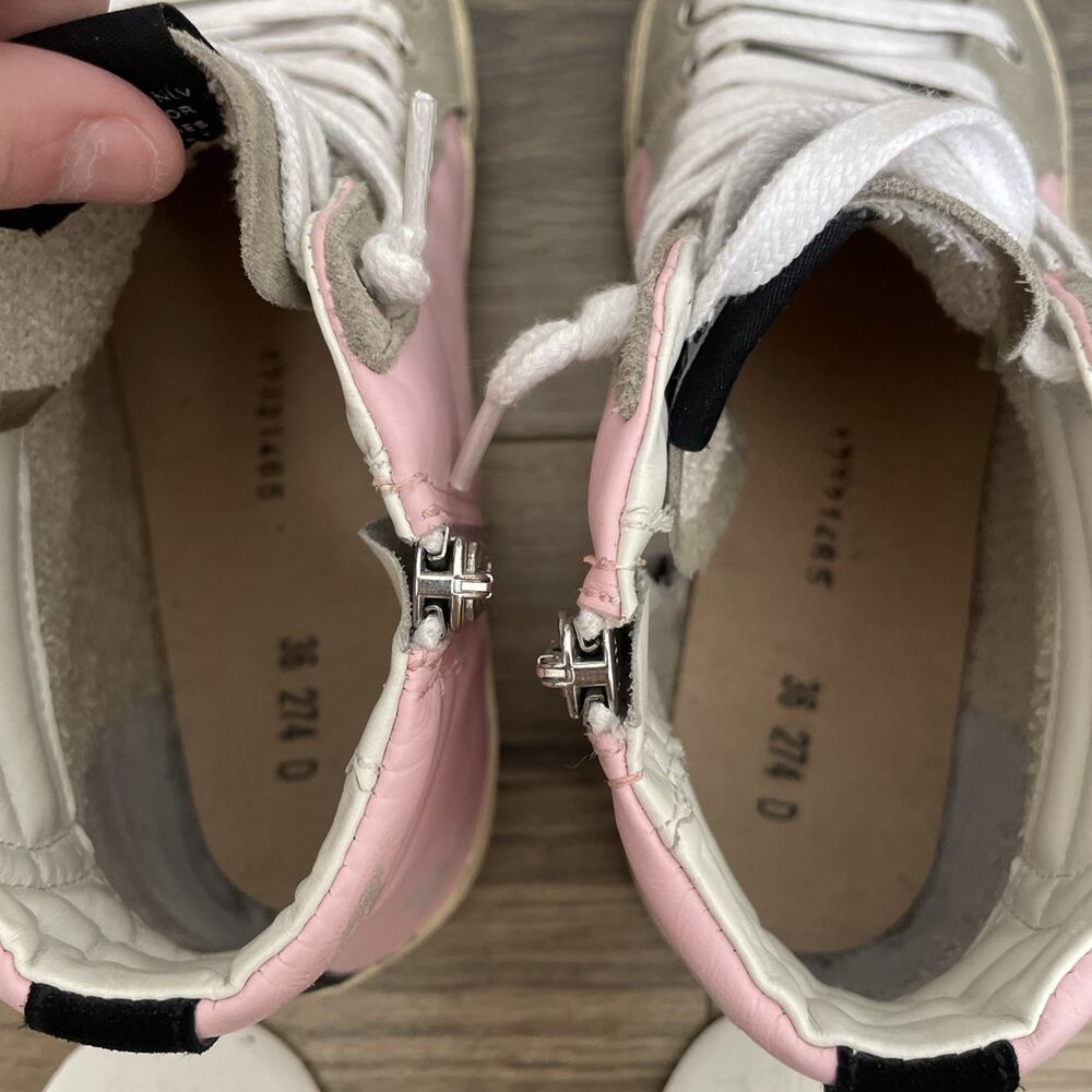 Golden Goose Slide Sneaker Dreamed in Venice Size 36 US 6 Pink Glitter High Top - Picture 14 of 15